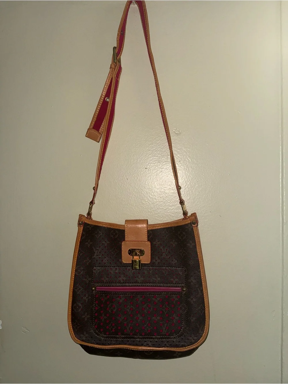 Louis Vuitton Brown & Tan Crossbody with Pink Accent